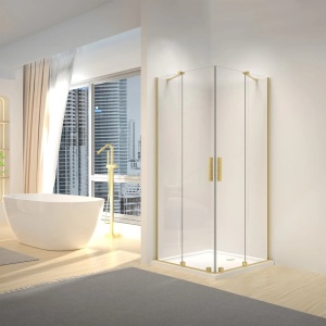 Cabina de dus Rea MONTANA Double, Dimensiune 90x90cm, Culoare Gold Brush - Img 6