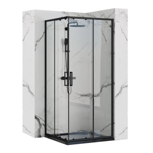 Cabina de dus Rea Punto negru, Dimensiune 80x80cm