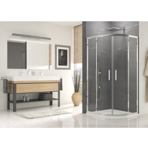 Cabina de dus semirotunda rame crom lucios si usi duble Sanswiss Ocelia 90 x 90 cm - Img 3