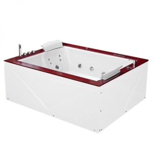 Cada de baie DIABLO 666 Cu Hidromasaj 180x150cm, Culoare Alb/Rosu