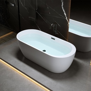 Cada de baie PORTO 503B, Dimensiune 170x75cm, Culoare Alb, Deversor Negru - Img 3