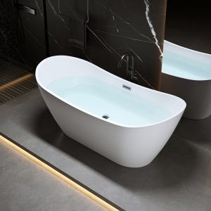 Cada de baie suport 150x75 cm Rica513C ,Culoare Alb , Deversor Cromat - Img 3