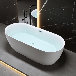 Cada de baie suport 150x75cm Cesana 518A, Culoare Alb , Deversor Cromat - Img 9