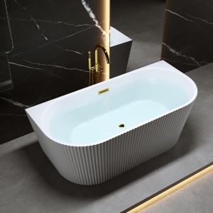 Cada de baie suport CARLO 517C, Dimensiune 160x75cm, Culoare Alb, Deversor Auriu - Img 9