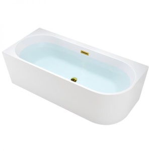 Cada de dus MERA 509C/Stanga, Dimensiune 160x75cm, Culoare Alb, Deversor Auriu