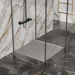 Cadita de dus DEKO Slim, Structura de piatra 80x80cm, Culoare Gri - Img 2