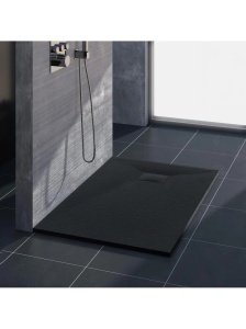Cadita de dus dreptunghiulara imitatie piatra Magnum Black 100 x 80 cm neagra - Img 4