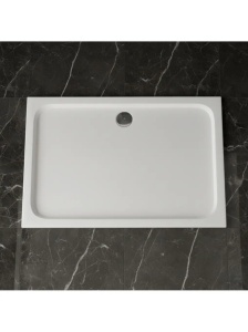 Cadita de dus dreptunghiulara slim din acril Belmond White 100 x 80 cm alba - Img 4