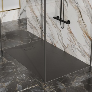 Cadita de dus dreptunghiulara slim imitatie piatra Riko 100 x 70 cm neagra - Img 2