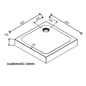 Cadita de dus inalta SXL02A, culoare negru dimensiune 80x80x15cm - Img 4