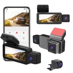 Camera Auto De Bord SeveShop FHD2K+1080P+1080P fata, spate si interior, Camp Vizual Ultra-Larg De 170°, Display 3 "4", Night Vision, Inregistrare Tripla, Loop Recording, G-sensor, Detectare Miscare - Img 4