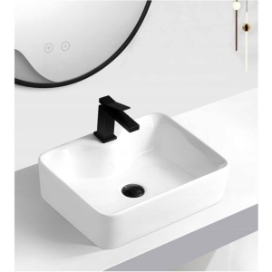 Chiuveta de blat PRO GRACE, Dimensiuni 49x 38x 13 cm, Forma Dreptunghiulara, Ceramica sanitara, Fara gaura baterie, Alb - Img 2