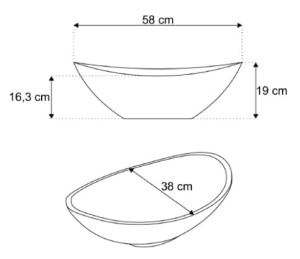 Chiuveta de blat PRO LARA, Dimensiuni 58 cm x 38 x 19 cm, Ceramica sanitara, Fara gaura baterie, Alb - Img 6
