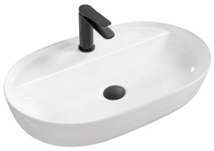 Chiuveta de blat REA AURA, Dimensiuni 60.5cm x 40.5 x 13.5 cm, Ceramica Sanitara, gaura baterie, Alb - Img 1