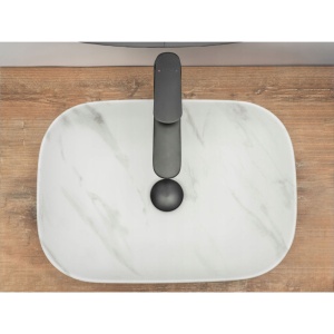 Chiuveta de blat REA BELINDA MARBLE Mat, Dimensiuni 46 cm x 32 x 12.5 cm, Ceramica Sanitara,fara gaura baterie, Gri - Img 2