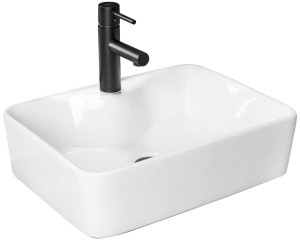 Chiuveta de blat REA KELLY, Dimensiuni 49cm x 38 x 13.5 cm, Ceramica Sanitara, gaura baterie, Alb