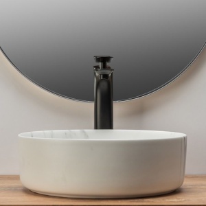 Chiuveta de blat REA SAMI Marble Mat, Dimensiuni 36 cm x 36 x 11.5 cm, Ceramica Sanitara,Fara Gaura baterie, Gri Mat - Img 3