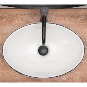 Chiuveta de blat REA SHILA, Dimensiuni 49 x 34 x 14.5 cm, Forma Ovala, Ceramica sanitara, Alb/Negru - Img 5