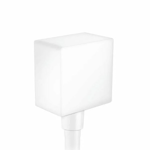 Cot conector dus Hansgrohe FixFit Square alb mat