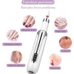 Freza Electrica pentru Unghii SeveShop, Pila Electrica Wireless pentru Manichiura si Pedichiura Profesionala, Incarcare Rapida, 12 Capete Detasabile, 6 Benzi Abrazive, Sistem Automat de Racire, Viteza Variabila, Zgomot Redus, Alb - Img 2