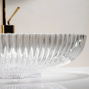 Lavoar de baie REA Nicole, pentru blat, Design Modern Elegant, Transparent - Img 3