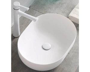 Lavoar de blat ANNA SLIM, Dimensiuni 48 x 35 x 13 cm, Forma Ovala, Ceramica sanitara, Alb - Img 8
