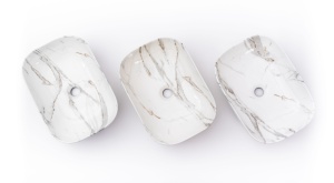 Lavoar De Blat REA BELINDA AIAX MARMURA, Dimensiuni 46 X 32 X 12.5 Cm, Montaj Pe Blat, Design Deosebit,Ceramica Sanitara, Maro/Alb - Img 7