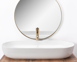 Lavoar de blat REA CLEO 81, 81x41 X 13.5 Cm, Montaj Pe Blat, Design Deosebit, Forma Ovala, Ceramica Sanitara,alba - Img 5