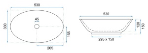Lavoar de blat REA PAMELA AJAX SHINY, 53x 33x 15 cm, Montaj Pe Blat, Design Deosebit, Forma Rotunda, Ceramica Sanitara, Alb imitatie piatra - Img 2