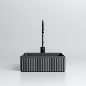 Lavoar pe blat, Aura, Material Ceramica, Negru Mat, 37.5x37.5x13 cm - Img 5
