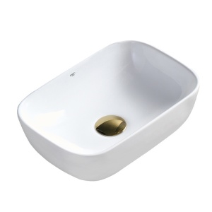 Lavoar pe Blat, Milo, Marmura Ceramica Alb Lucios , Dreptunghiular 45,5 x 32,5 x 13,5 cm - Img 5