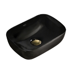 Lavoar pe Blat, Milo, Marmura Ceramica Negru Lucios , Dreptunghiular 37 x 25 x 11,5 cm - Img 1