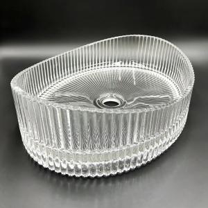 Lavoar pe blat oval din sticla Rea Harper transparent - Img 4