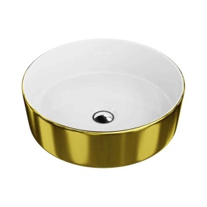 Lavoar pe blat rotund cu interior alb ??i exterior auriu Spectrum Rosina Gold White - Img 1