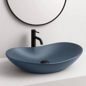 Lavoar pentru blat oval cu finisaj mat Rea Royal Blueberry Matt albastru - Img 2