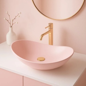 Lavoar pentru blat oval cu finisaj mat Royal Powder Pink Matt roz - Img 2