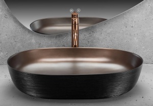 Lavoar pentru blat REA Cleo 61cm , Culoare Copper Brush/Black - Img 5