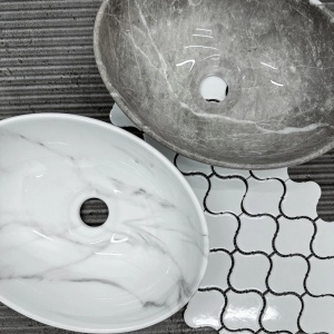 Lavoar pentru blat Rea Sofia, Cloudy Mini, Design Modern, Imitatie de Piatra - Img 4