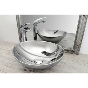 Lavoar REA Sofia Silver, 42x34x14 cm, montaj pe blat, design deosebit, ceramica sanitara, Argintiu - Img 2