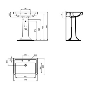 Lavoar suspendat Ideal Standard Atelier Calla alb lucios 72 cm cu 2 orificii baterie si preaplin - Img 9