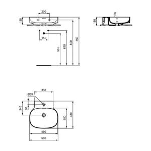 Lavoar suspendat Ideal Standard Atelier Linda-X cu orificiu baterie si preaplin 50 cm alb lucios - Img 12