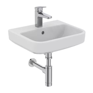 Lavoar suspendat Ideal Standard i.life B alb lucios 45 cm cu orificiu baterie si preaplin - Img 7