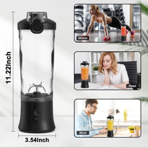 Mini Blender Portabil Seve Shop 6 in 1, Baterie 4000 mAh, Incarcare USB-C, Negru, 400ml - Img 3