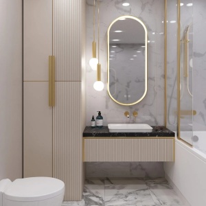 Oglind?? LED OVL 50x100cm, Brush Gold - Img 9