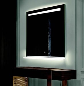 Oglinda LED 60x80cm, Cu polita, Sistem dezaburire, Lumina reglabila, 2Difuzoare Bluetooth - Img 1