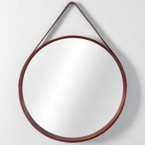Oglinda rotunda cu rama din lemn LOFT D.Brown 50 cm - Img 1
