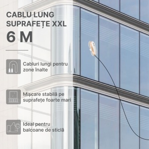 Robot Curatare Geamuri, SeveShop®, Robot Spalat Geamuri Cu Pulverizare Apa Bidirectionala, Stergator Electric Ultra-Subtire Pentru Sticla, Aspirator Geamuri Cu Control APP Si Telecomanda, Tehnologie iAdapt, Protectie Cvadrupla, Alb - Img 4