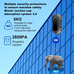 Robot de curatare geamuri SeveShop, pulverizare de apa bidirectionala, ultra-subtire, spalat si stergator de sticla electric de uz casnic, APP si telecomanda, protectie de securitate cvadrupla - Img 2