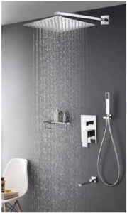Set baterie crom PRO4 cu trei functii, pentru cada si dus , cu para patrata tip ploaie, baterie incastrata - Img 3