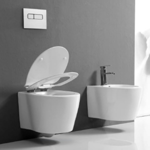 Set Bideu si Vas WC PRO ALBA, montaj suspendat, ceramica sanitara, Capac Soft-Close SLIM inclus - Img 3